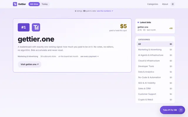 Screenshot of Gettier — pay your way to the top