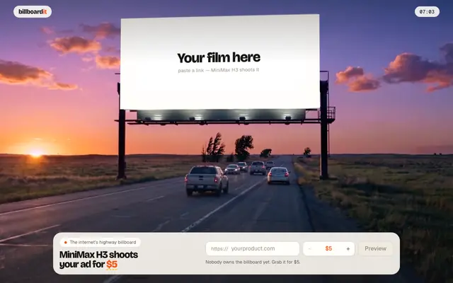 Screenshot of billboardit — the internet's highway billboard