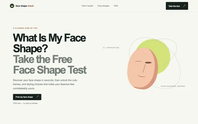 Screenshot of What Is My Face Shape? Free AI Face Shape Test & Detector