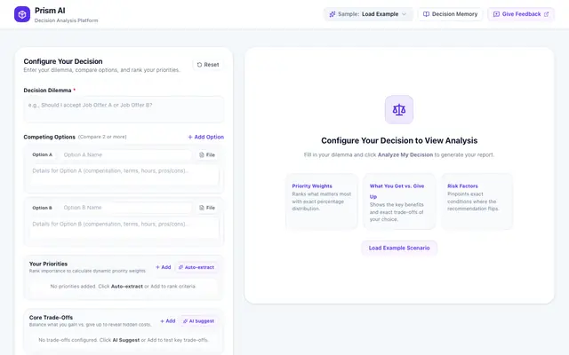 Screenshot of Prism AI — Decision Intelligence
