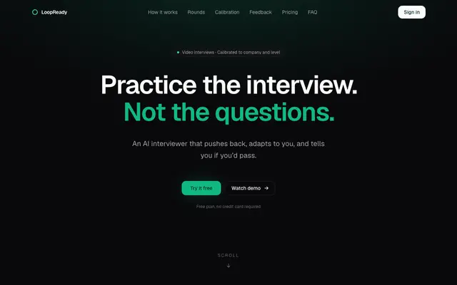 Screenshot of LoopReady: Voice mock interviews for your FAANG loop