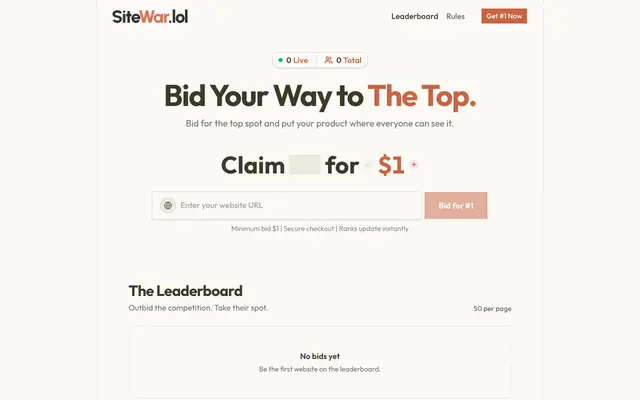 Screenshot of SiteWar - Battle for the Top Spot