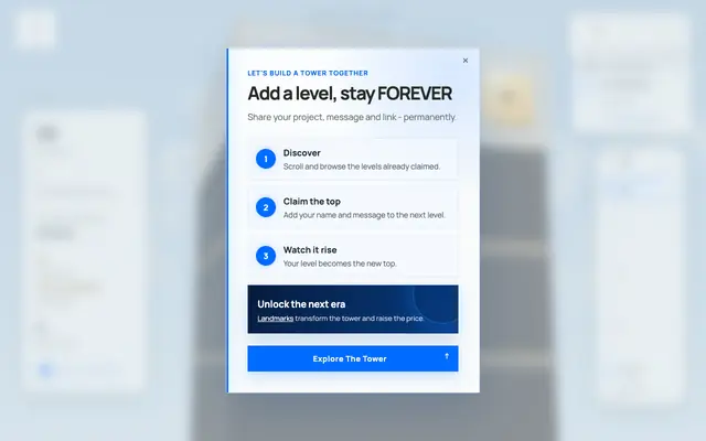 Screenshot of TAKE THE TOP - Build one level at a time. Stay Forever.