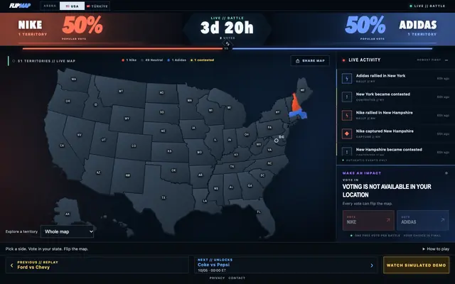 Screenshot of Coke vs Pepsi — FlipMap
