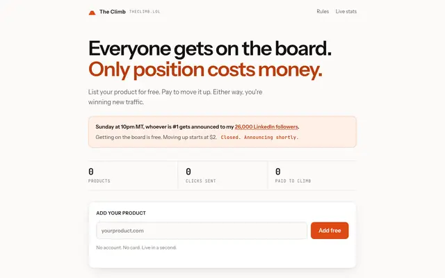 Screenshot of The Climb — everyone gets on the board
