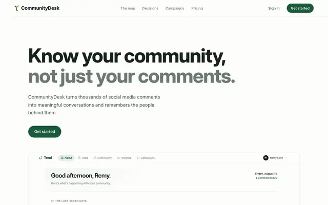 Screenshot of Tend | The AI community manager for creators