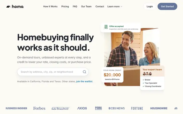 Screenshot of Homa | A Better Way to Buy a Home