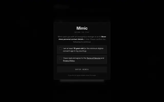 Screenshot of Mimic — Human or AI?
