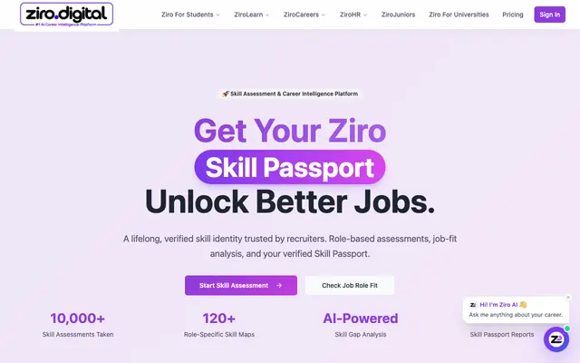 Screenshot of Ziro Digital — Build an AI-Proof Career