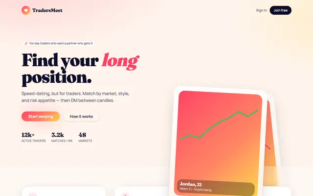 Screenshot of TradersMeet — Speed dating for day traders