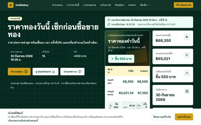 Screenshot of ราคาทองวันนี้ - GoldValue Thailand