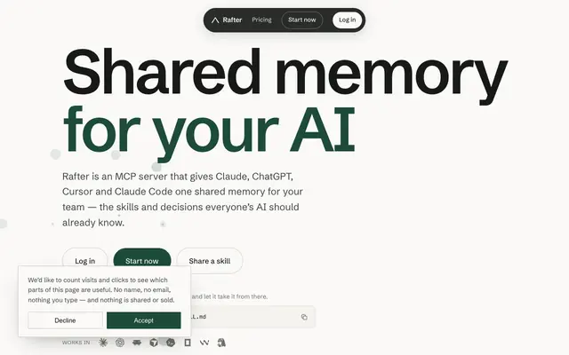 Screenshot of Rafter — shared ways of working for your firm