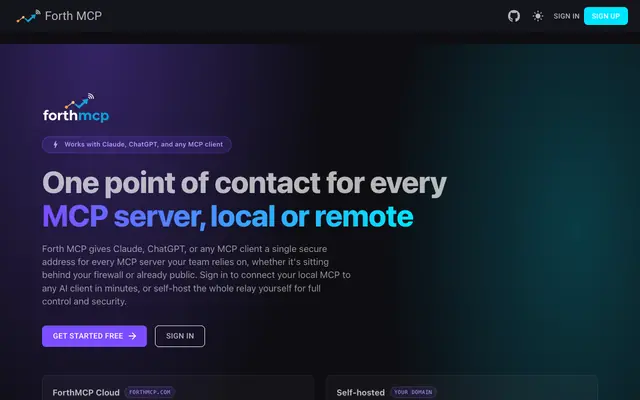Screenshot of Forth MCP | Connect any local MCP server to any AI client
