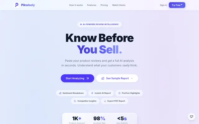 Screenshot of Pikwisely — Know Before You Sell