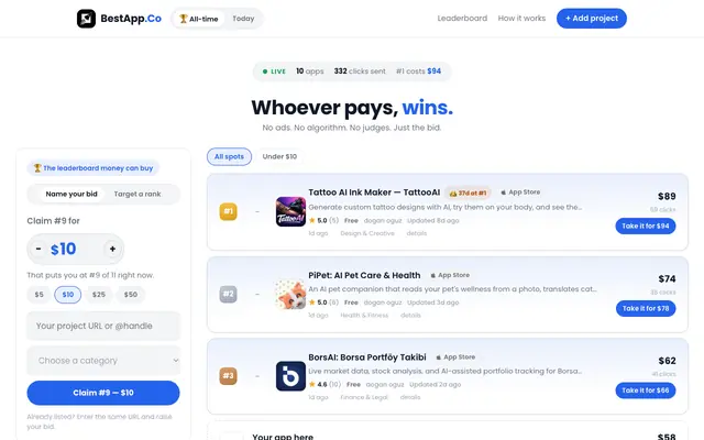 Screenshot of BestApp.Co — The #1 App Spot Is For Sale