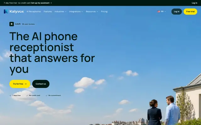 Screenshot of AI Phone Receptionist that Qualifies Every Call | Kalyvox