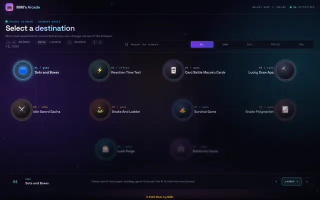 Screenshot of MiM's Arcade