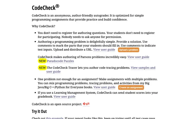 Screenshot of CodeCheck