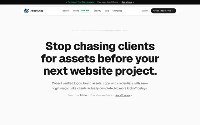 Screenshot of AssetSnag | Client File & Asset Collection Portal for Agencies