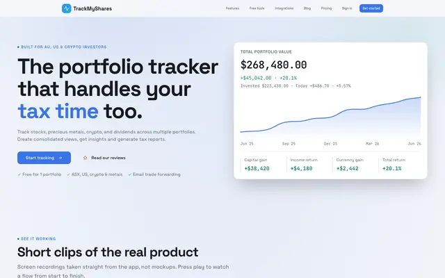 Screenshot of Track My Shares | Portfolio Tracker