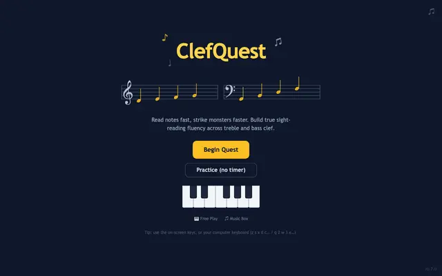 Screenshot of ClefQuest