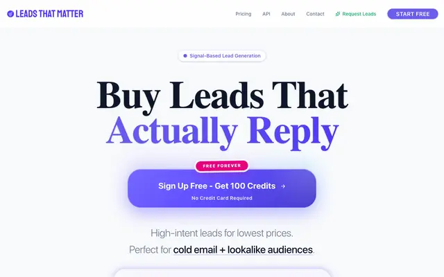 Screenshot of LeadsThatMatter - Signal-Based Lead Generation