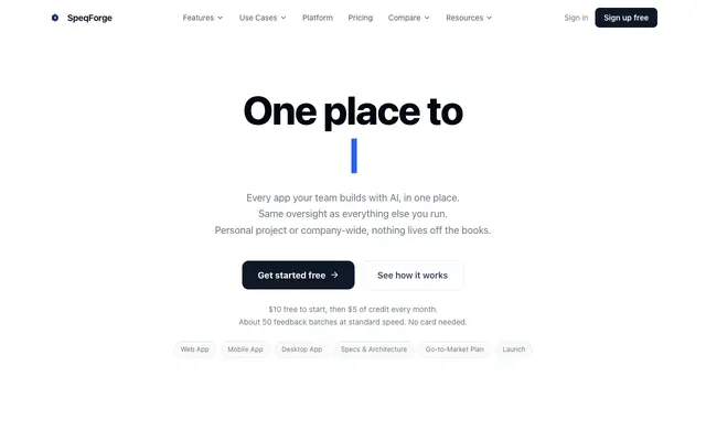 Screenshot of SpeqForge — Everything it takes to run anything