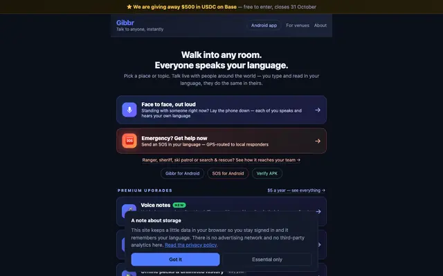 Screenshot of Gibbr — Talk to Anyone Instantly