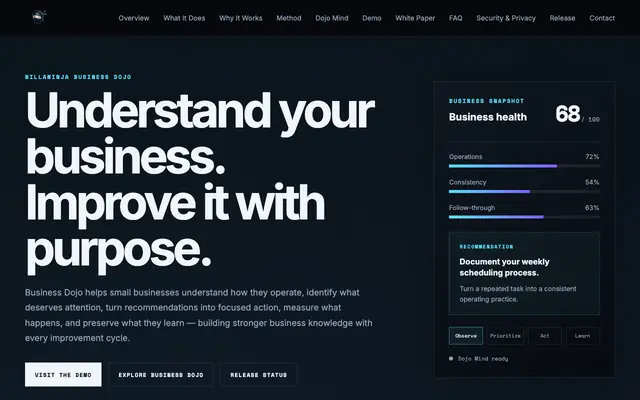 Screenshot of Business Dojo | Small Business Improvement System | NillaNinja