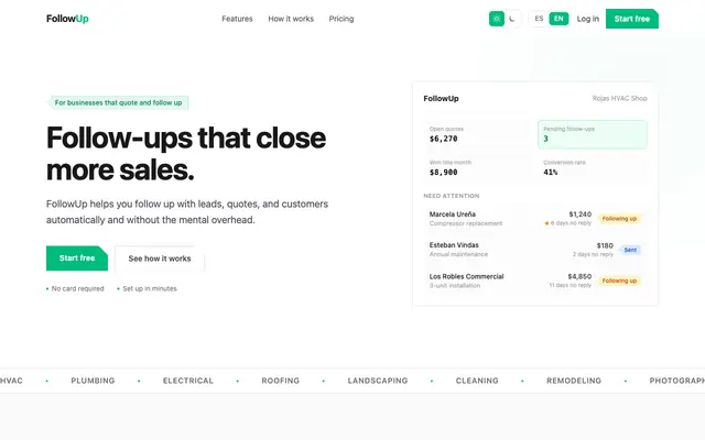 Screenshot of FollowUp
