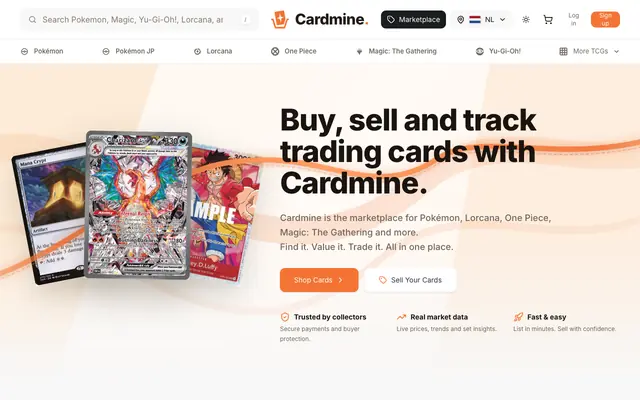 Screenshot of Cardmine — Trading card prices & marketplace