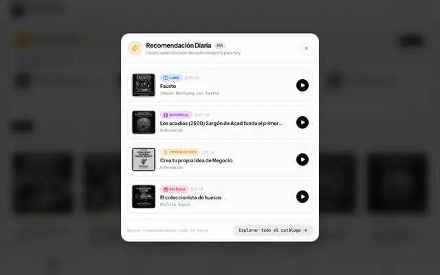 Screenshot of EnResumido - Audio Resúmenes de Libros y Artículos