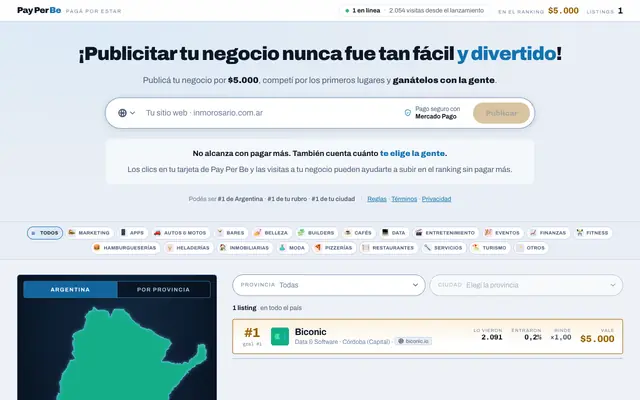 Screenshot of Pay Per Be — el ranking de empresas de Argentina