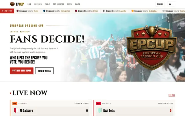 Screenshot of EpCup — European Passion Cup