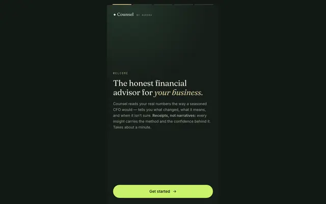 Screenshot of Counsel — your honest AI CFO