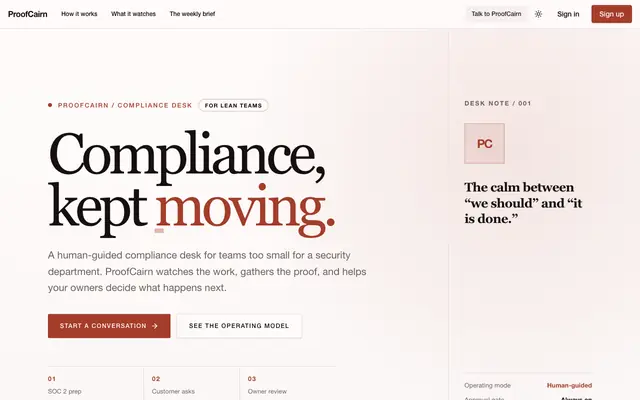 Screenshot of ProofCairn