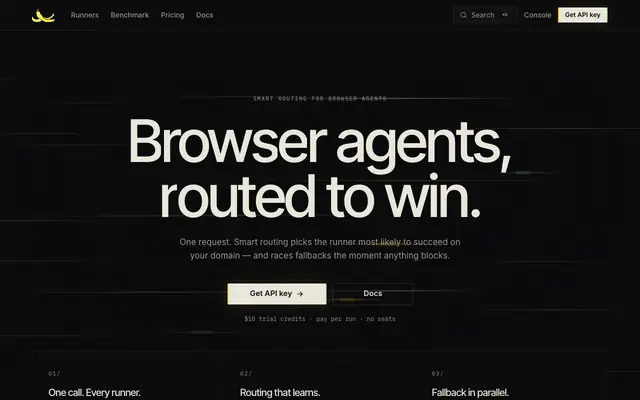 Screenshot of Banana Peel — Smart routing for browser agents