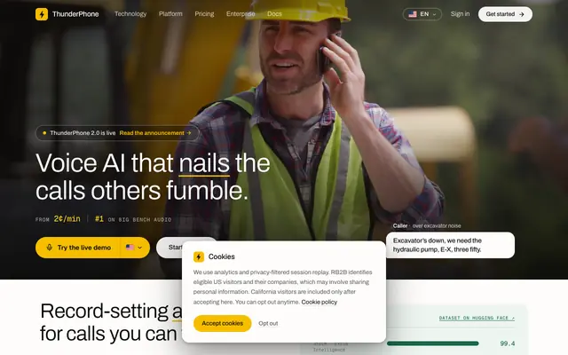 Screenshot of ThunderPhone: AI Phone Agents