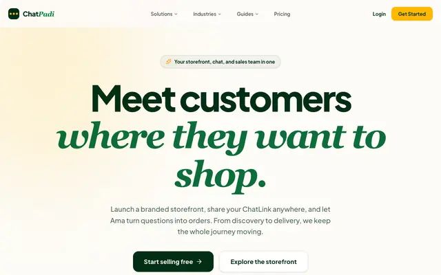 Screenshot of ChatPadi: AI Sales Agent for Social Sellers