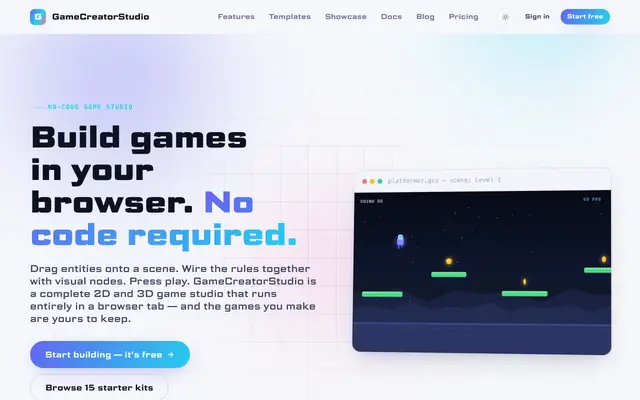 Screenshot of GameCreatorStudio — Build games in your browser. No code required.