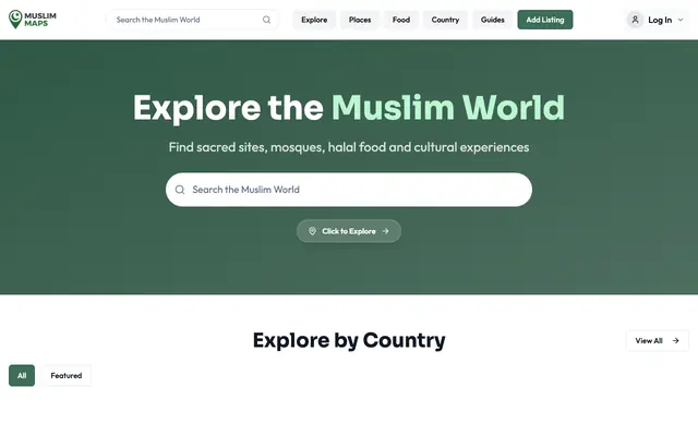 Screenshot of Muslim Maps | Islamic Heritage Sites, Graves & Mosques Worldwide