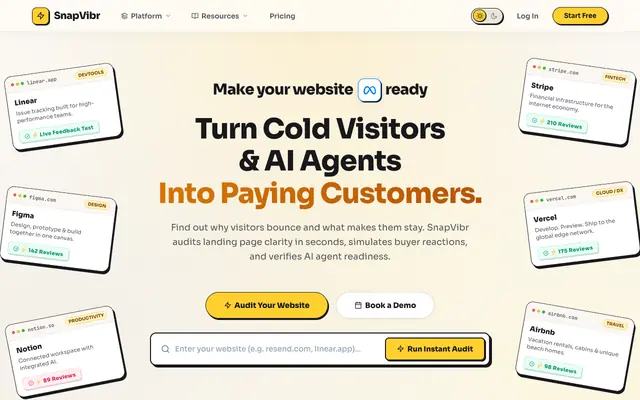 Screenshot of SnapVibr - 5-Second Website Feedback Decks