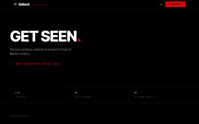Screenshot of BidOut — Bid for attention