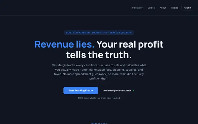 Screenshot of MintMargin — Know Your Real Profit on Every Card