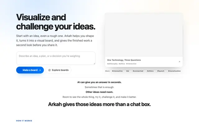Screenshot of Arkah · AI Canvas with a second opinion