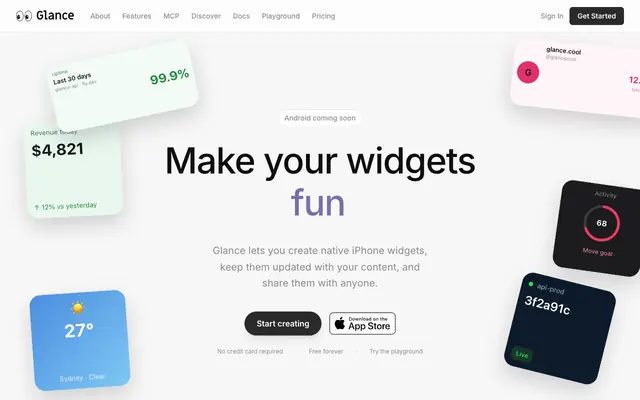 Screenshot of Glance — Create iPhone widgets without building an app