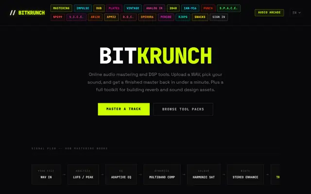 Screenshot of BITKRUNCH // AUDIO ARCADE