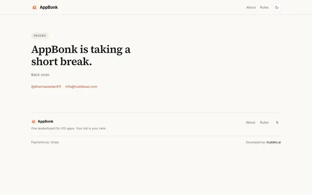 Screenshot of AppBonk — your bid is your rank