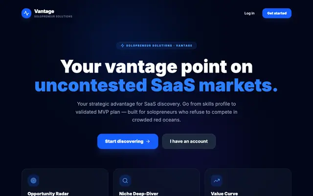 Screenshot of Vantage | Solopreneur Solutions