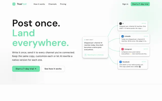 Screenshot of truepost